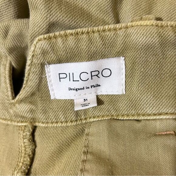 Anthropologie Pilcro Tapered Crop Chino Pants Tan Denim Jeans - Button Fly - Picture 10 of 12